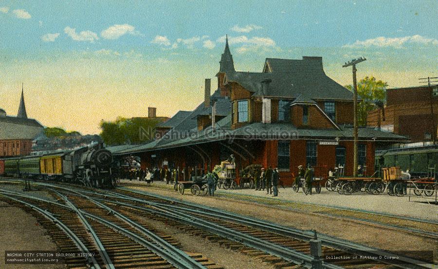 Postcard: Boston & Maine Railroad Station, Greenfield, Massachusetts